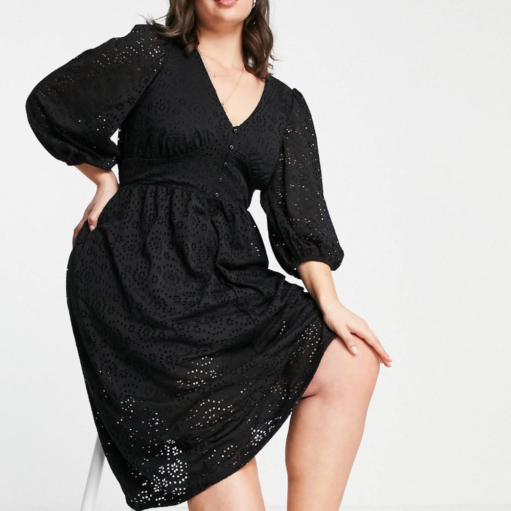 ASOS Plus (River Island) Broderie Midi Smock Dress